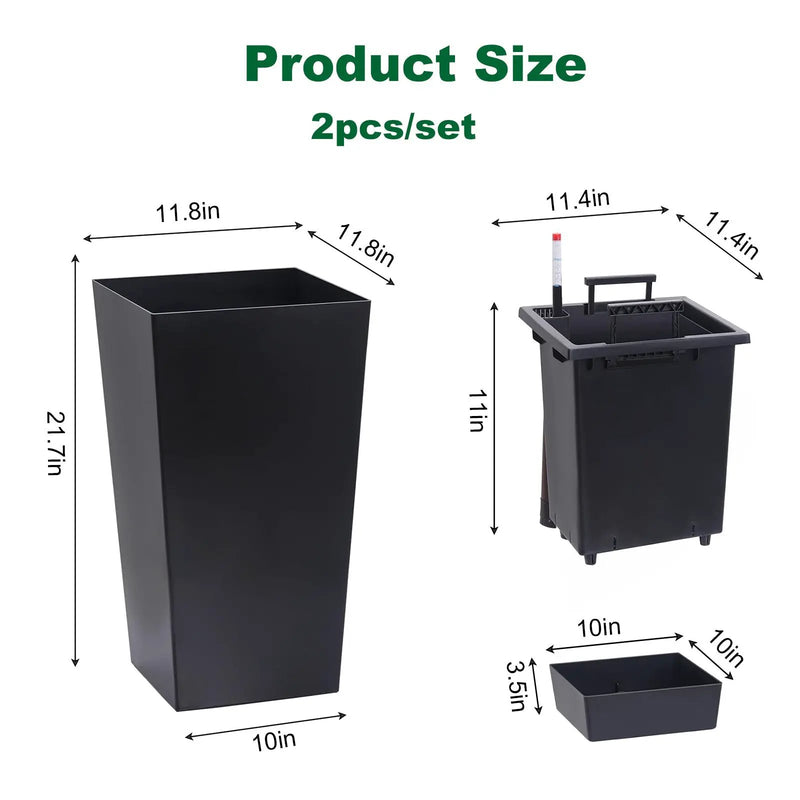 22" Tall Planter Set of 2, Outdoor & Indoor by HouseOfZazla