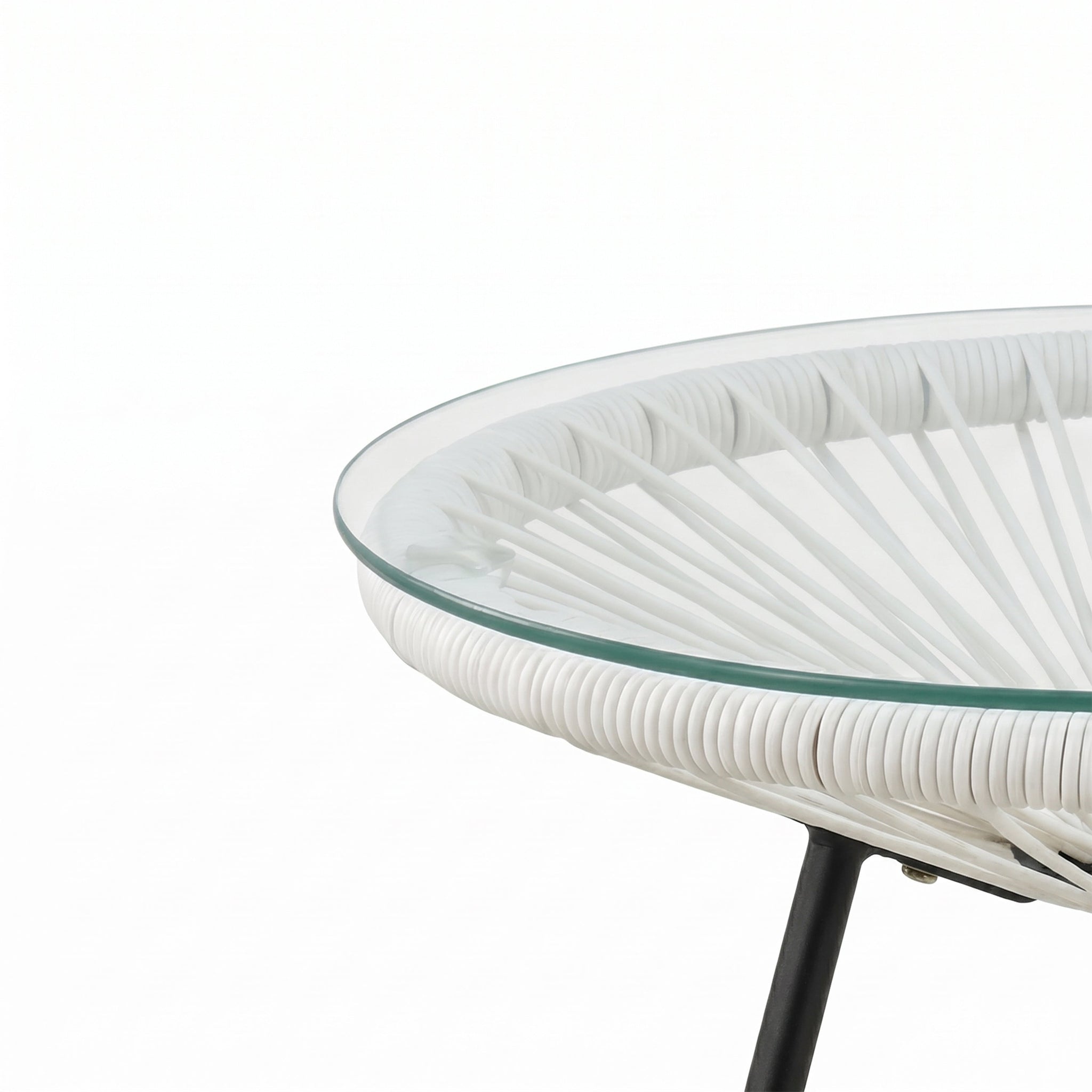 Nusa Outdoor Synthetic Wicker Glass-Top Side Table by HouseOfZazla
