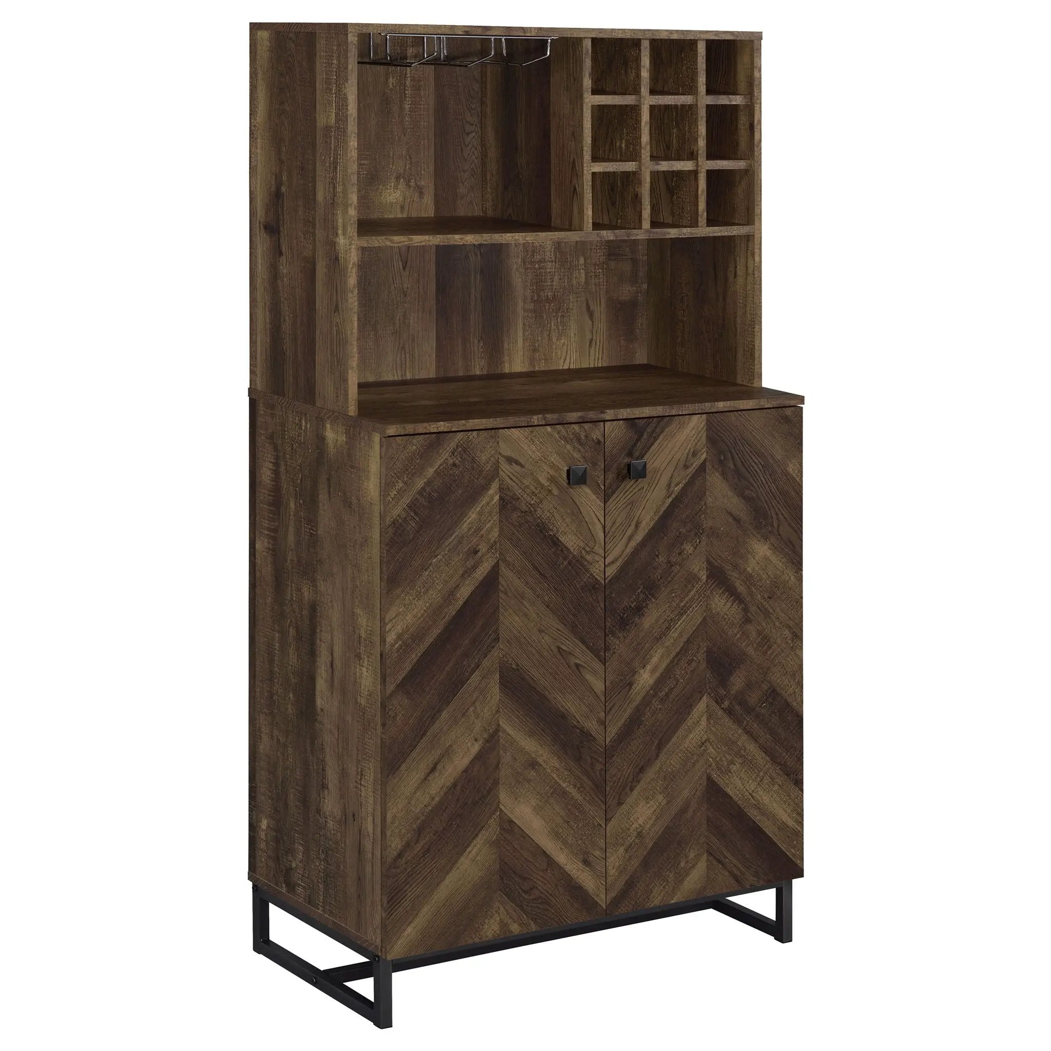 Mendoza 2-door Home Bar Cabinet Wine Storage Rustic Oak by Unique Piece Furniture