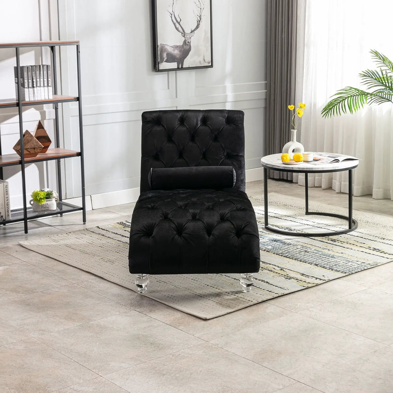 Chaise Lounge Indoor, Button Tufted Upholstered Chaise Lounge Chair With Pillow by Unique Piece Furniture