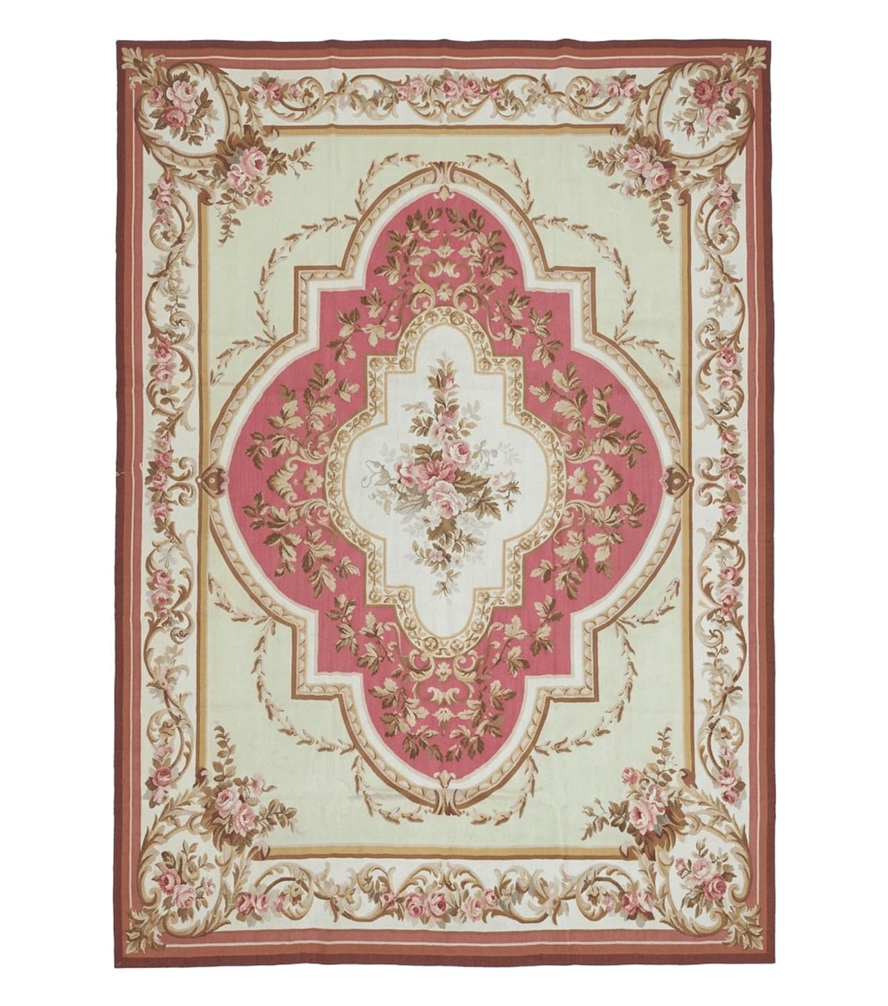 Large Aubusson Rug 10x14, European Elegant French Design, Floral Carpet by Jewel Rugs