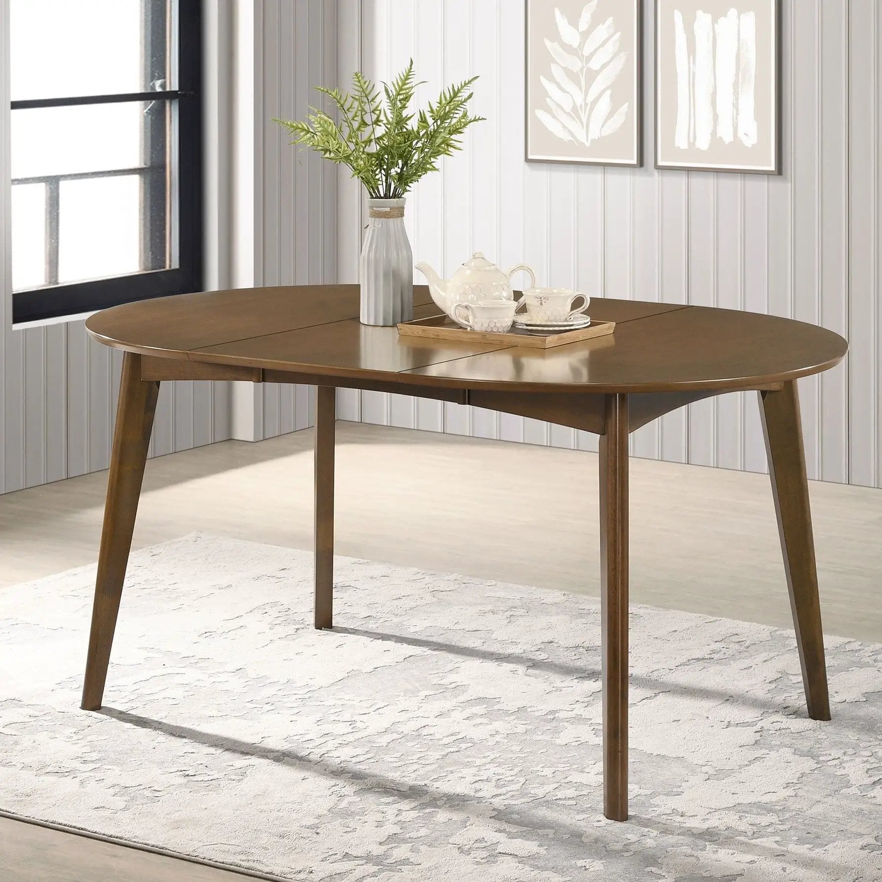 Thomson - Oval Dining Table With Removable Leaf - Walnut by HouseOfZazla
