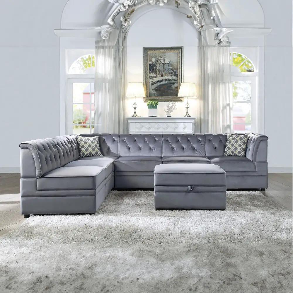 Bois II - Modular Wedge - Gray Velvet by Unique Piece Furniture