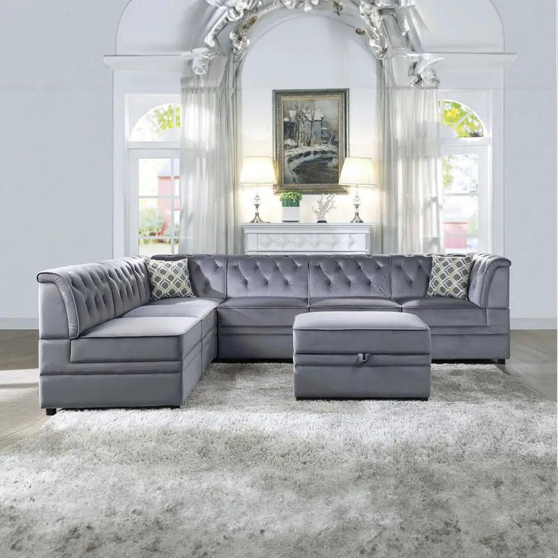 Bois II - Modular Wedge - Gray Velvet by Unique Piece Furniture