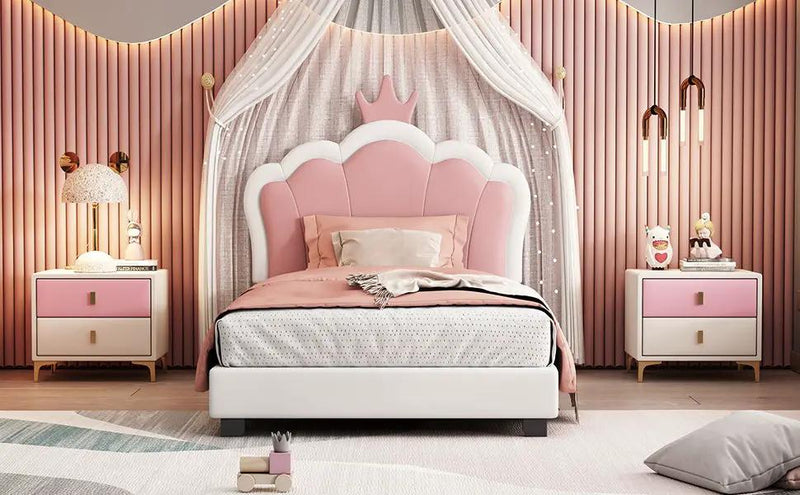 Upholstered Princess Platform Bed With Crown Headboard by HouseOfZazla