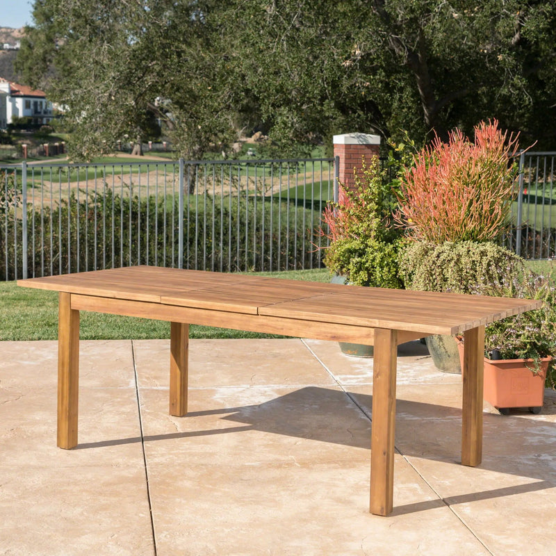 Wilson Expandable Dining Table With Slat Design - Teak Acacia Wood by HouseOfZazla
