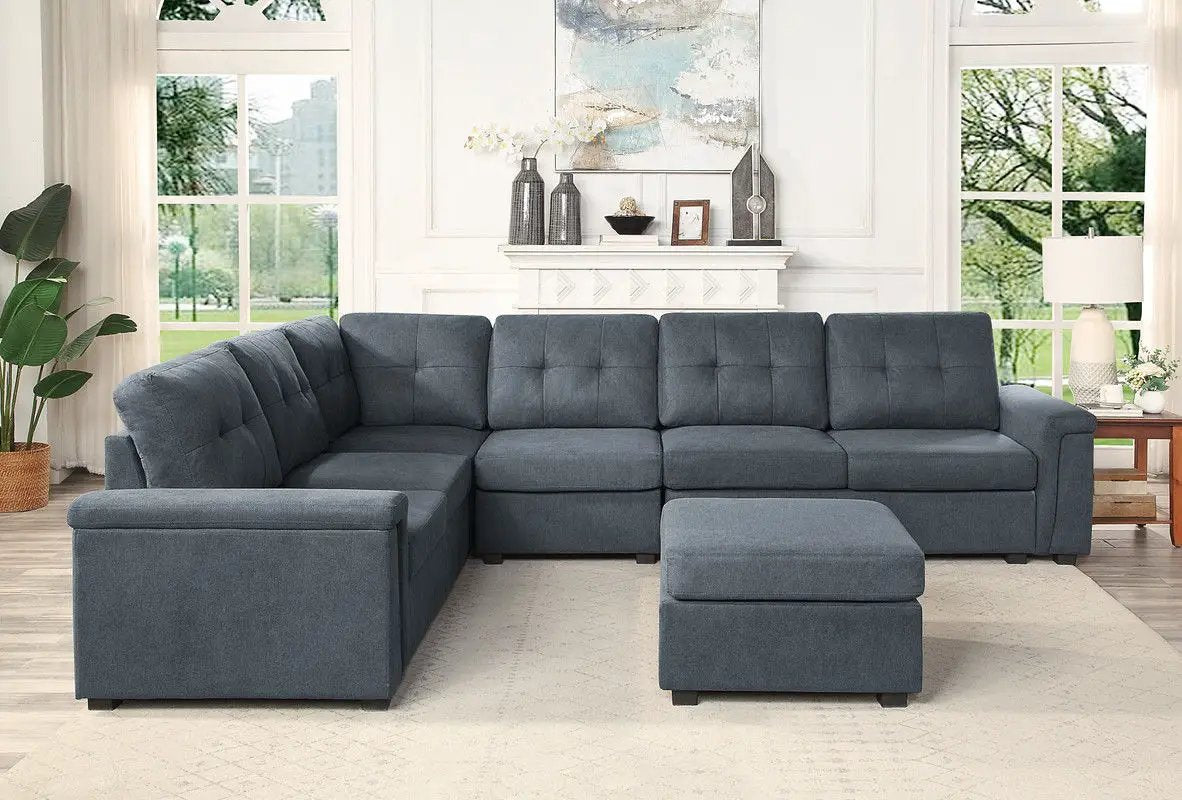 Isla - Fabric Sectional Sofa With Ottoman by HouseOfZazla