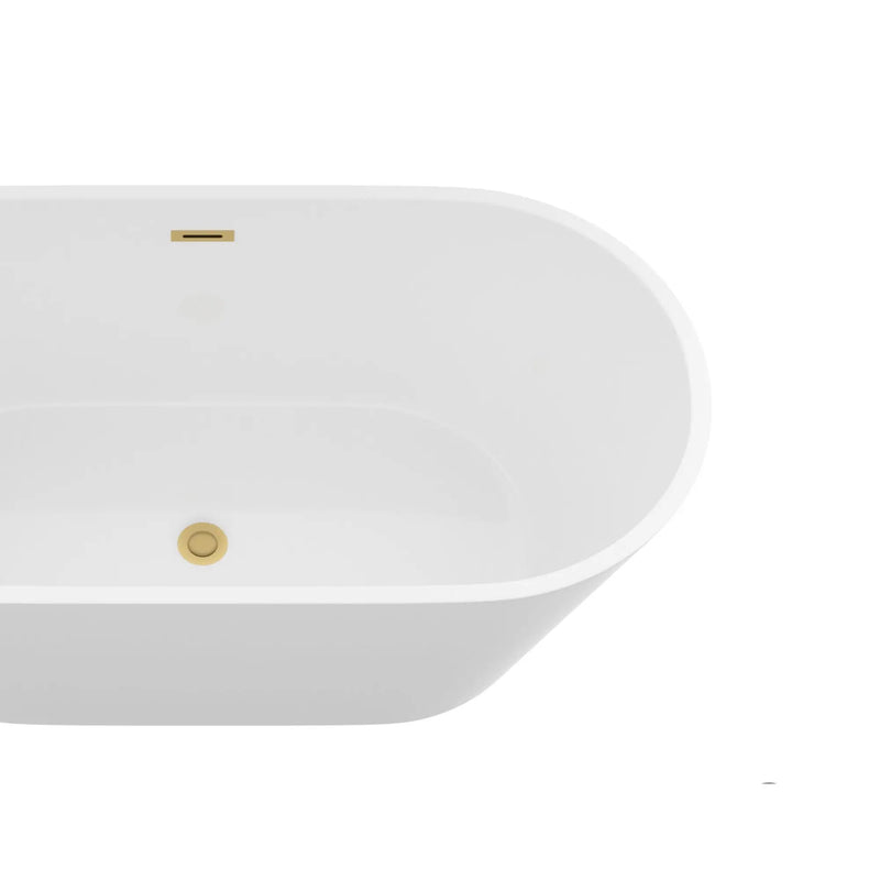 Gloss Freestanding Bathtub With Overflow And Pop Up Drain, Stand Alone Soaking Tub - Glossy White by HouseOfZazla