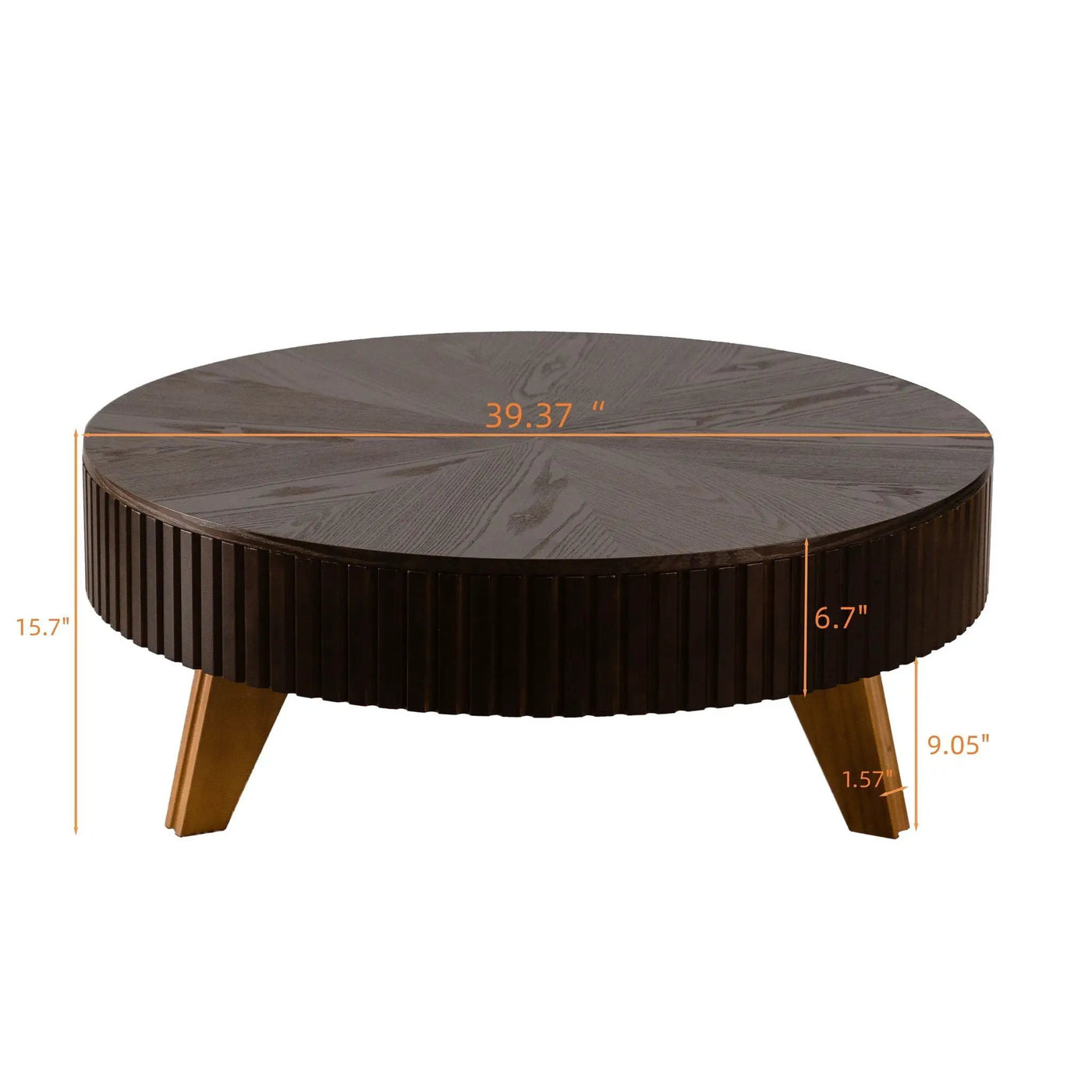 Round Retro Coffee With Solid Wood Legs by HouseOfZazla