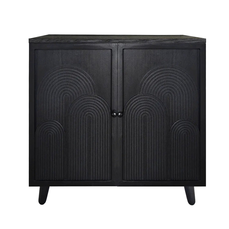 Modern Black Wood Storage Cabinet with Embossed Door by HouseOfZazla