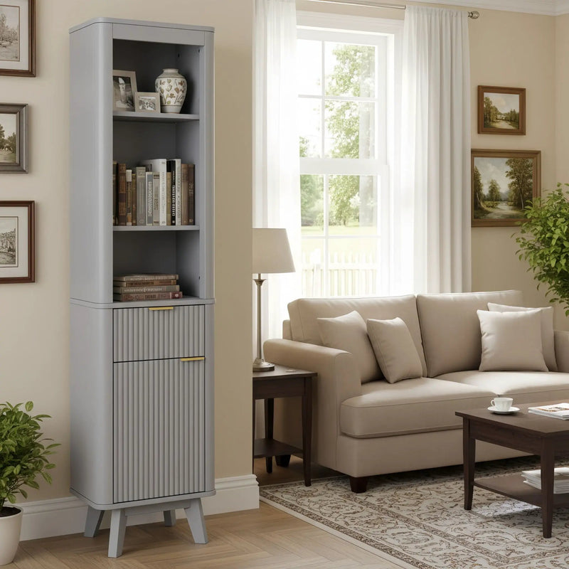 Tall Bathroom Storage Cabinet With Adjustable Shelves And 1 Drawer & Door by HouseOfZazla