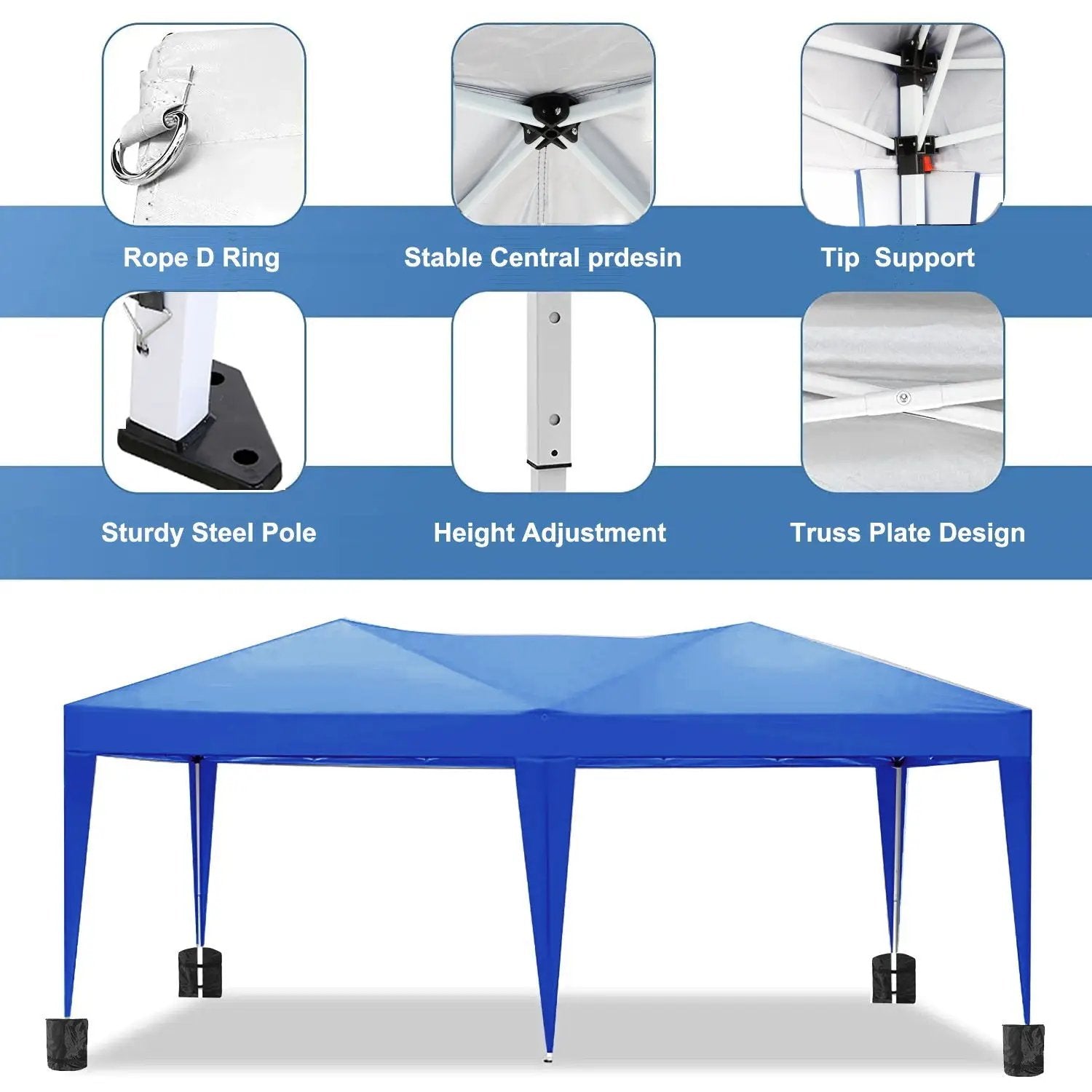 10'X20' Folding Canopy With 6 Removable Sidewalls Outdoor Event Shelter UPF 50+ Gazebo Portable Tents For Parties Beach Camping Wedding Ez Pop Up Canopy by Unique Piece Furniture
