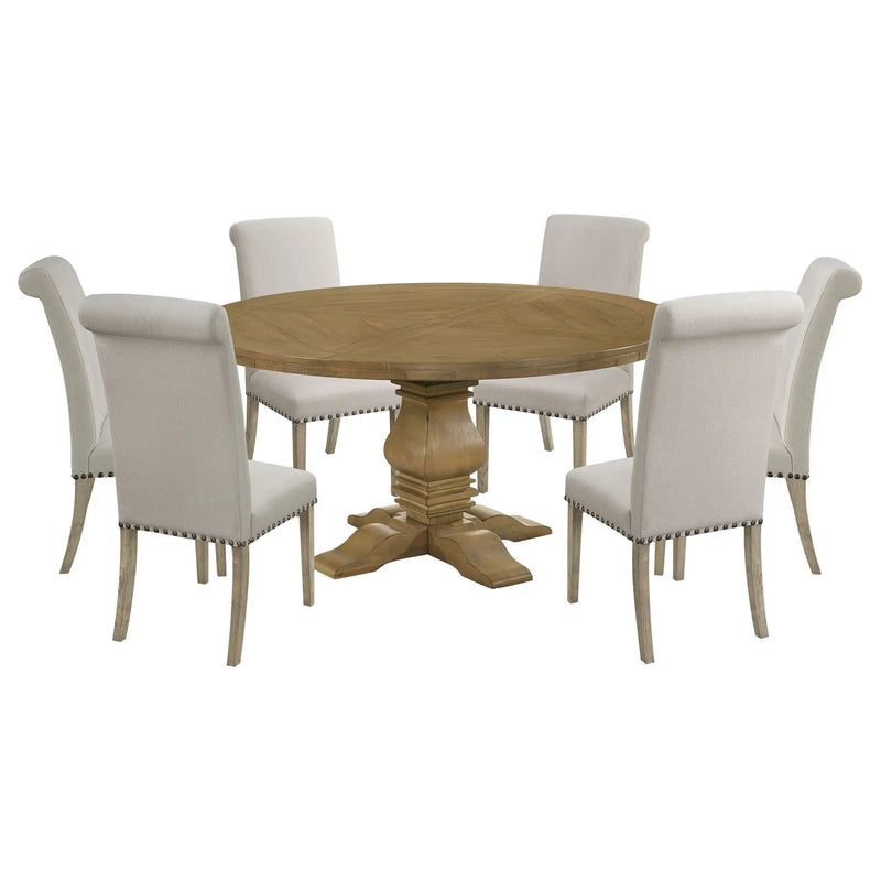 Florence 7-piece Round Dining Table Set Rustic Honey by Unique Piece Furniture