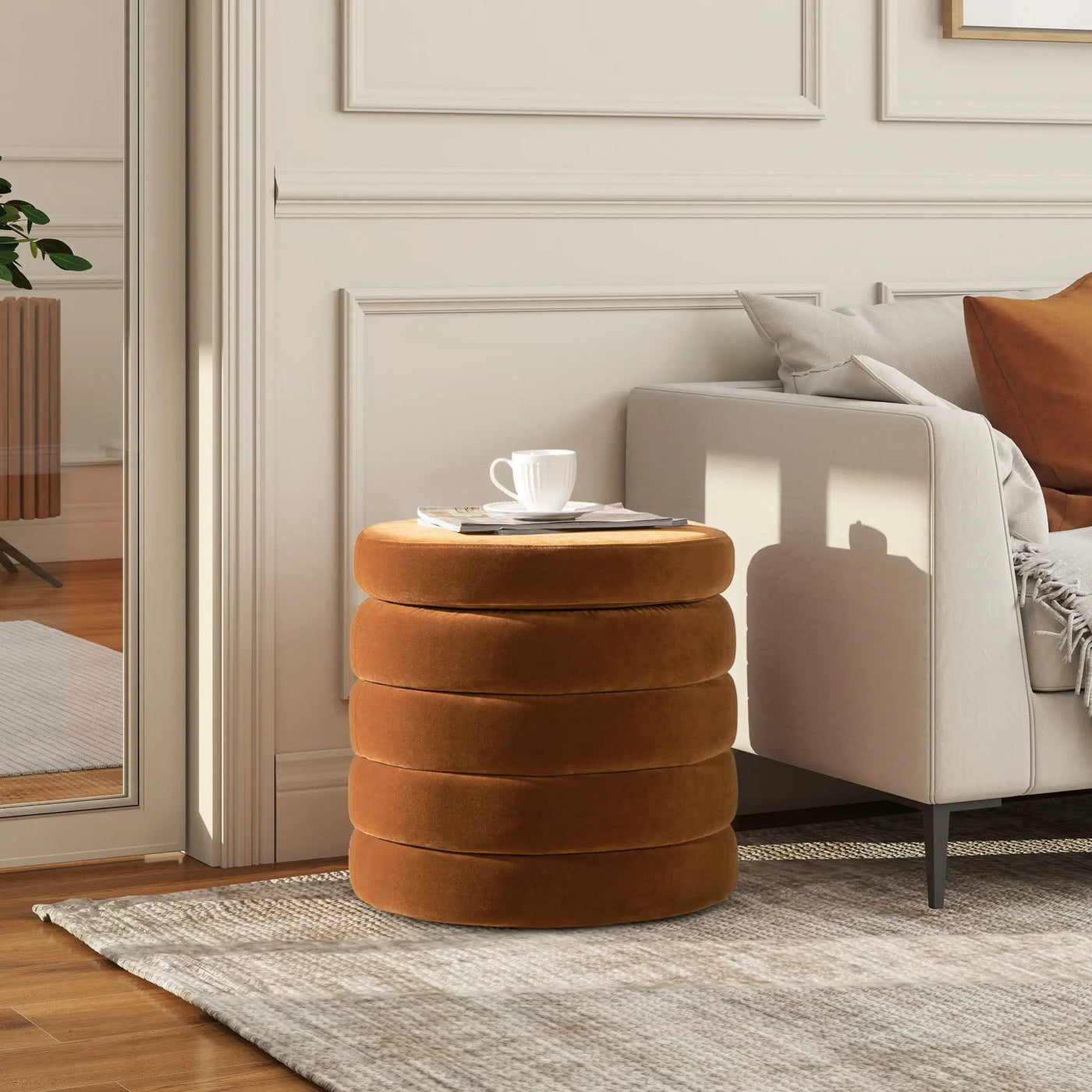 Fuji - Oversized Round Storage Ottoman by HouseOfZazla