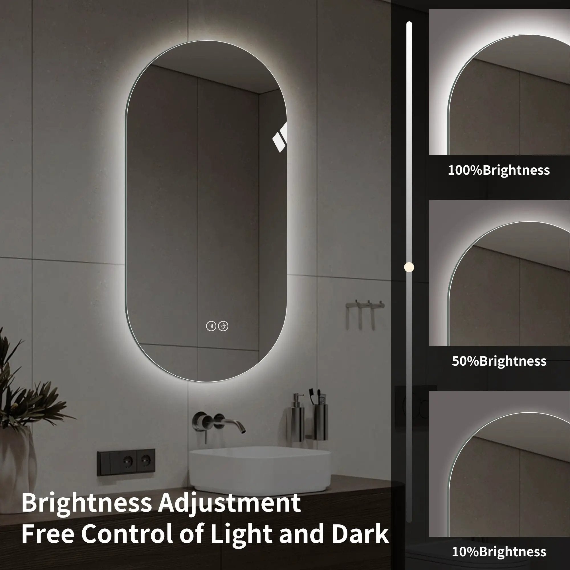 Smart Wall Mounted LED Touch Screen Mirror With Anti-Fog Function And Adjustable Lighting by HouseOfZazla
