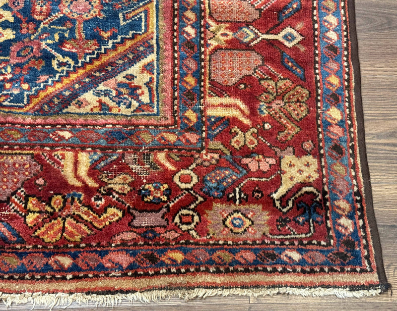 Antique Persian Rug 4x7, Blue and Red Malayer Carpet, Rare by Jewel Rugs