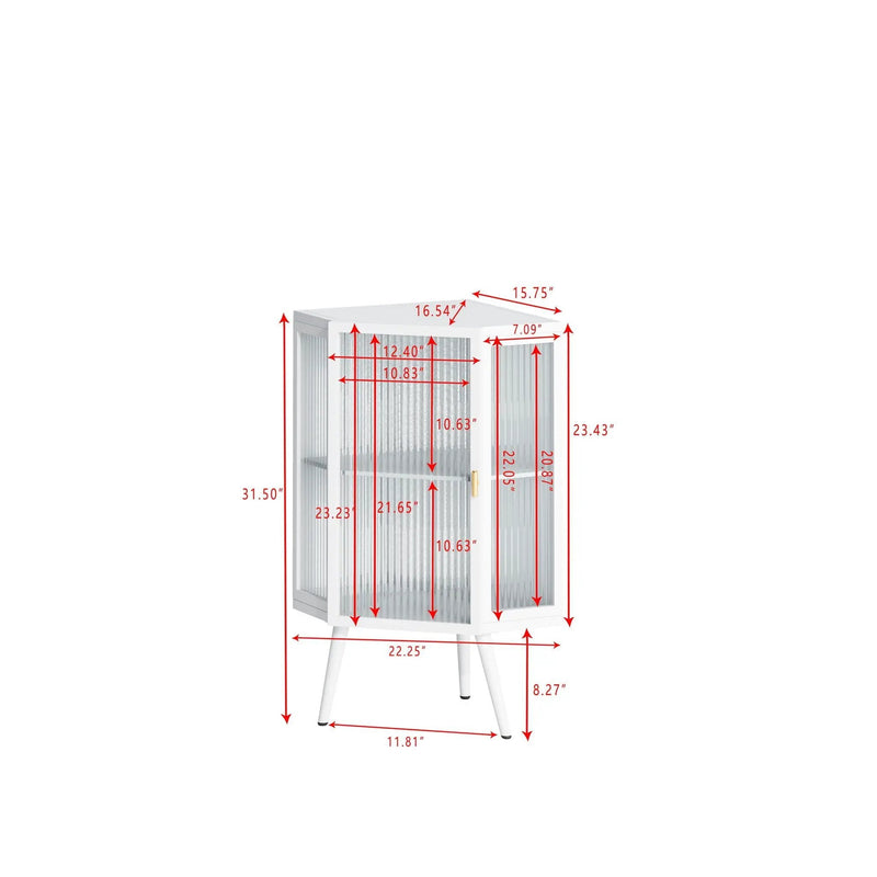 Corner Cabinet With Door And Shelves For Bathroom - White by HouseOfZazla
