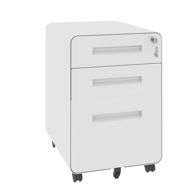 3-Drawer Mobile File Cabinet With Lock, On Casters, Holds A4/Letter Files by Unique Piece Furniture