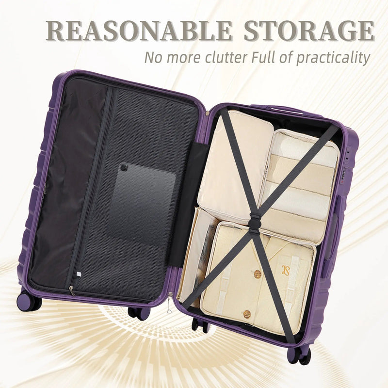 HIFINE Tourist 3-Piece ABS Spinner Wheel Luggage Set (Purple) by HouseOfZazla
