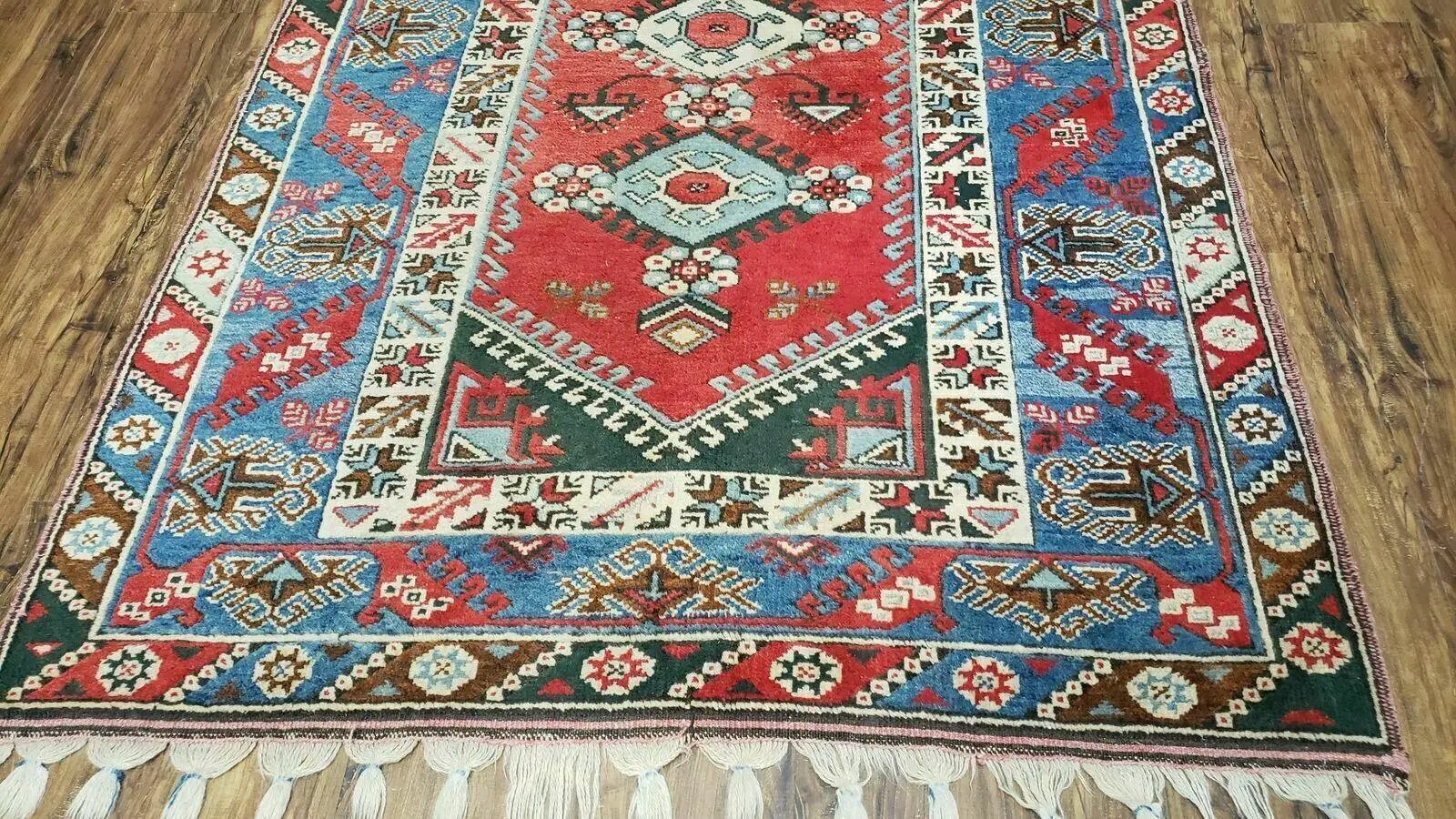 4' X 6' Handmade Turkish Super Kazak Shirvan Wool Rug Colorful by Jewel Rugs