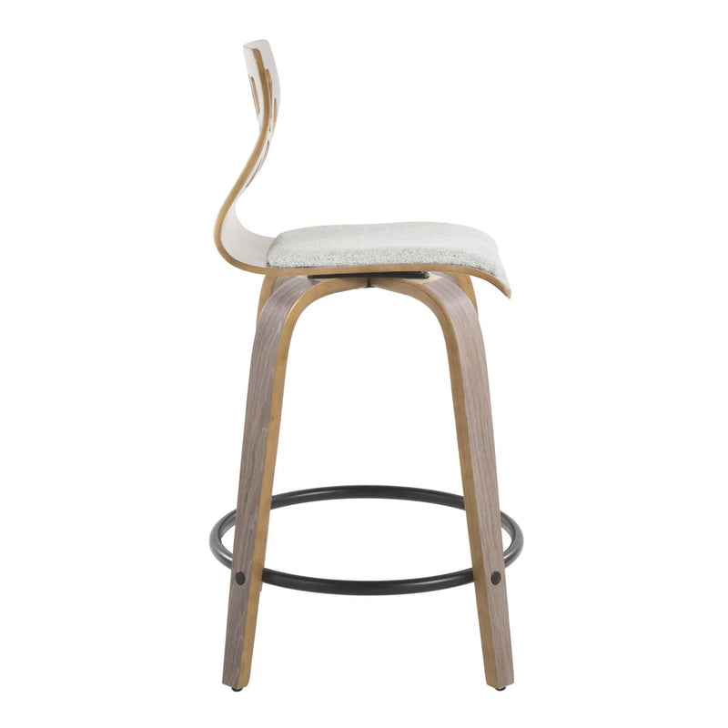 Folia - Contemporary Fixed Height Stool With Swivel With Round Footrest (Set of 2) by HouseOfZazla
