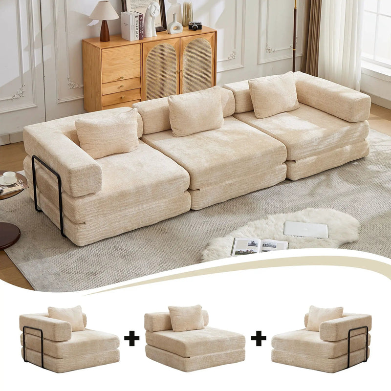 Convertible Floor Sofa Bed, Boneless Modular Sectional Sofa For Living Room by Unique Piece Furniture
