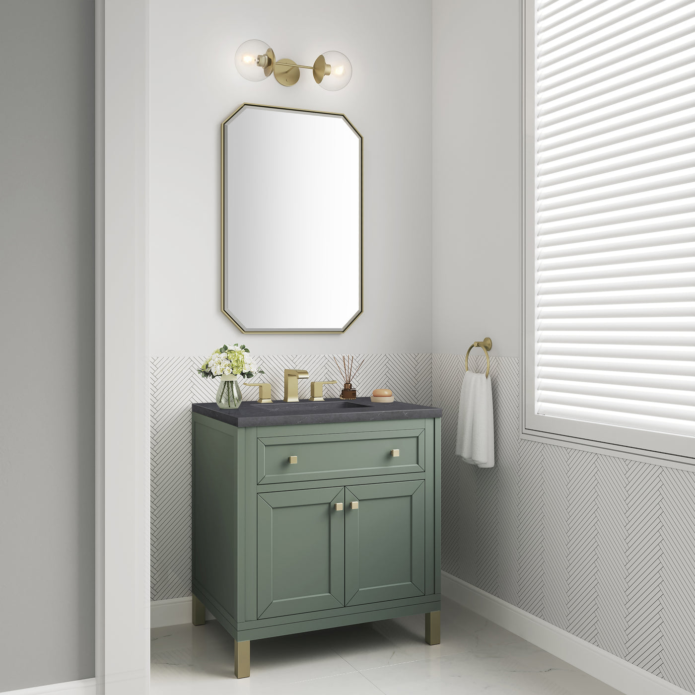 James Martin Chicago 30" Single Bathroom Vanity, Smokey Celadon, view 38