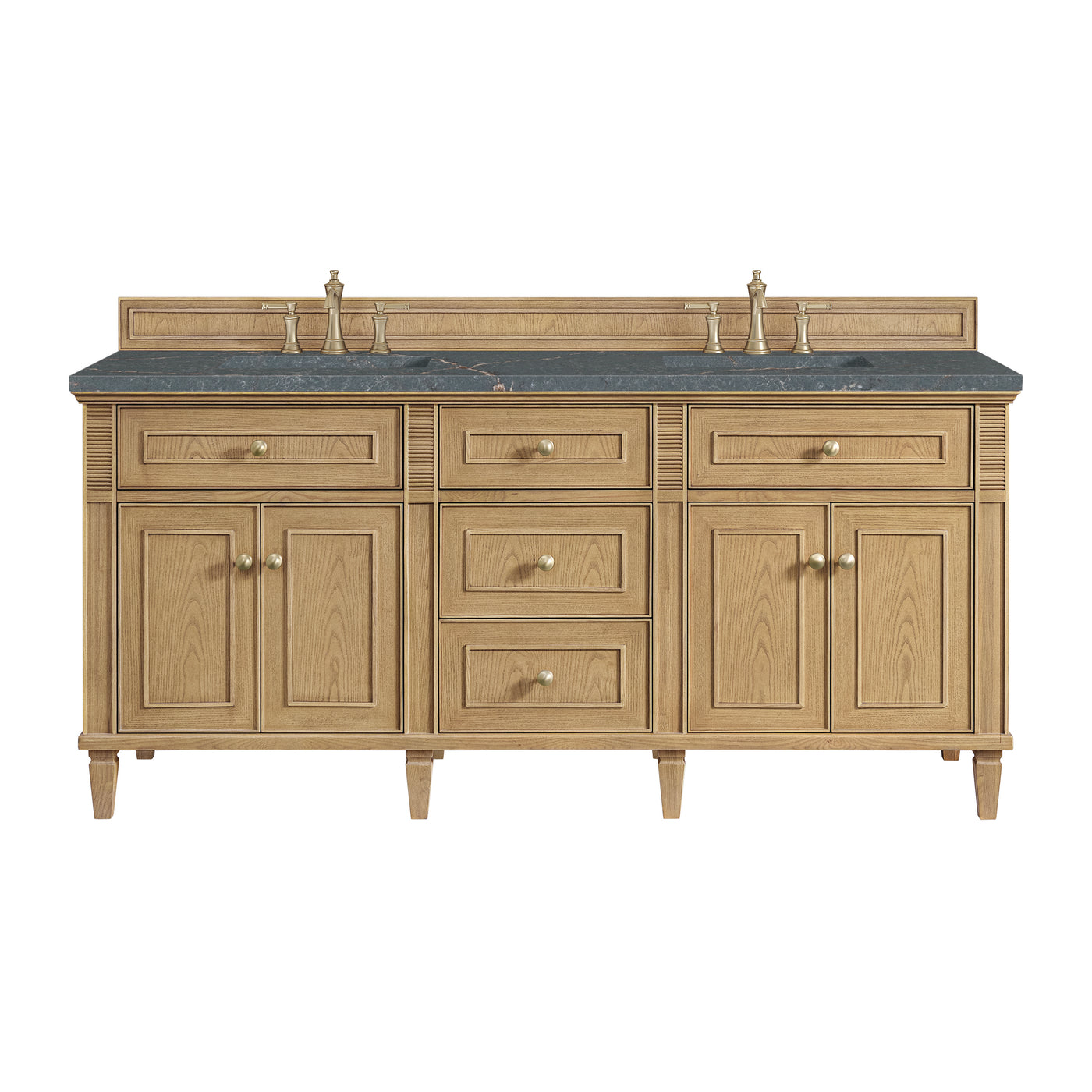 James Martin Lorelai 72" Double Bathroom Vanity, Light Natural Oak with Parisien Bleu countertop
