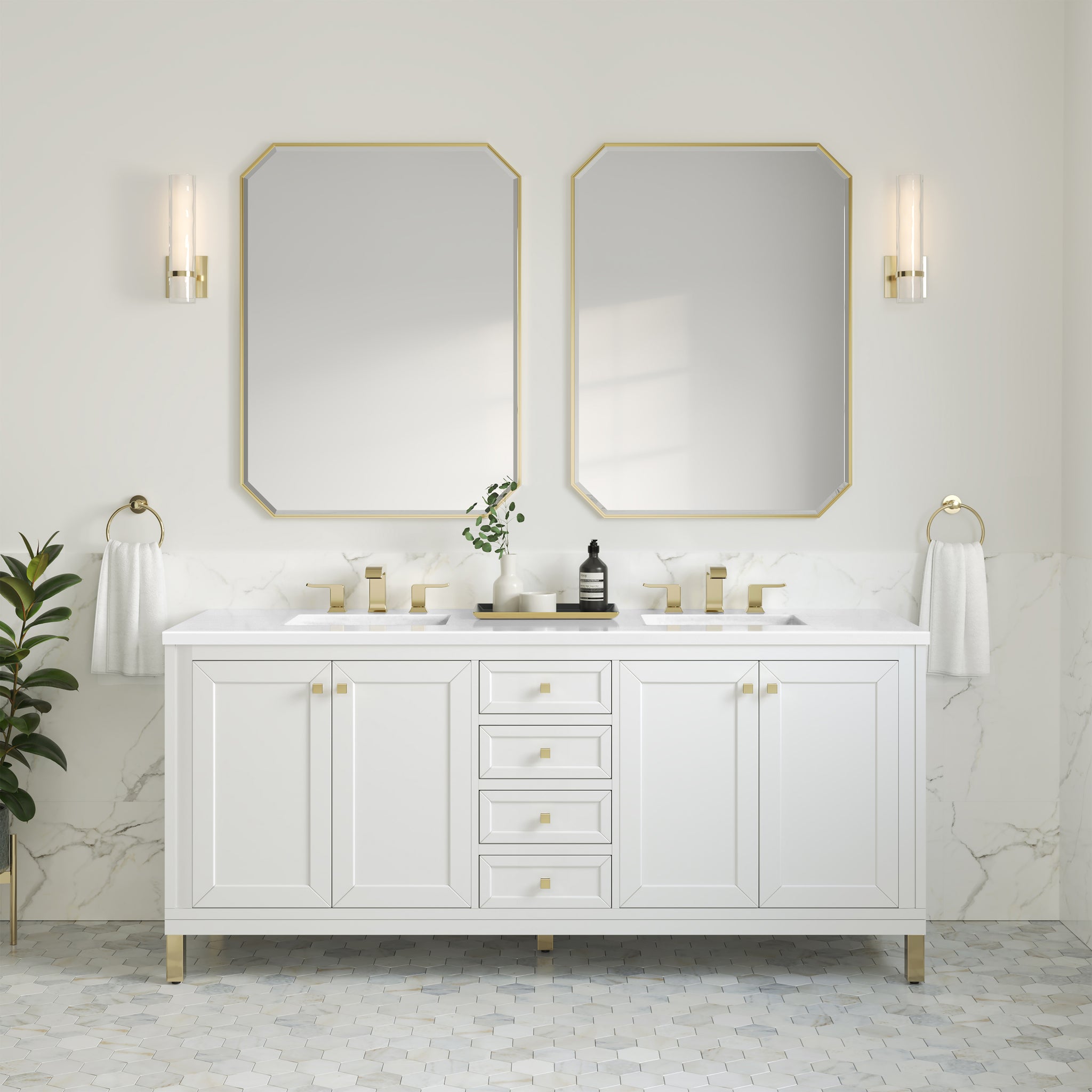 James Martin Chicago 72" Double Bathroom Vanity, Glossy White, view 34