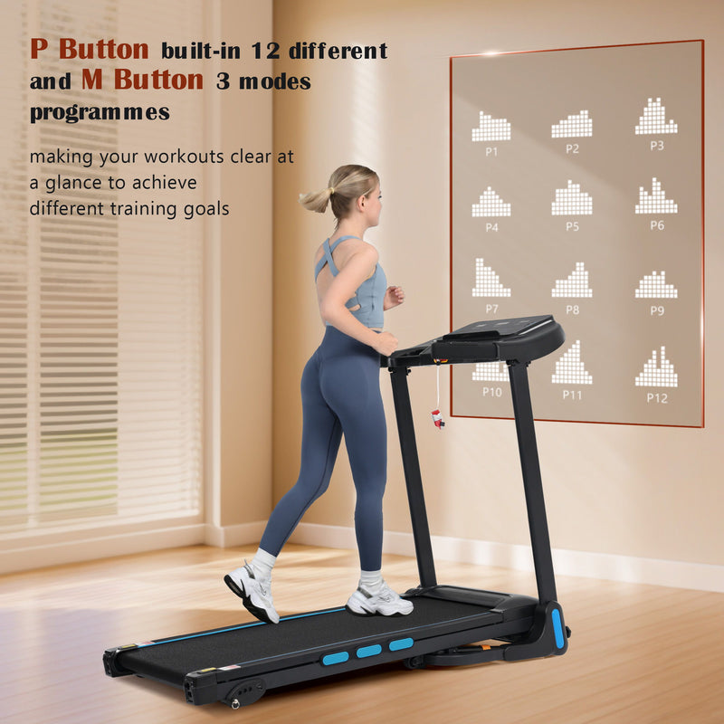 3.5Hp Hydraulic System Auto Foldable Treadmill With Incline, Heart Rate Sensors, Type C & USB Charge, Bluetooth Speaker - Black by HouseOfZazla