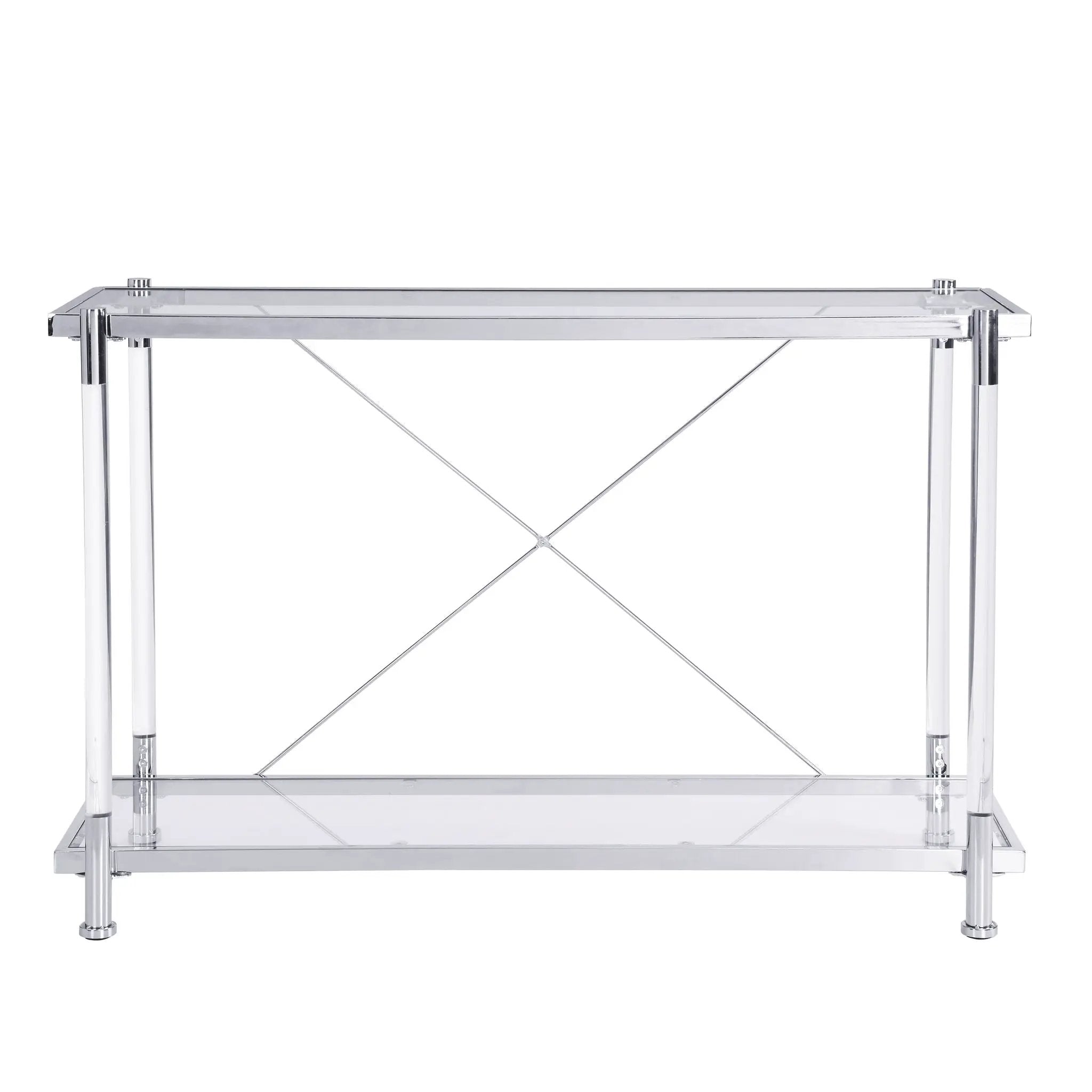 Chrome Glass Sofa Table, Acrylic Side Table, Console Table For Living Room & Bedroom - Chrome by HouseOfZazla