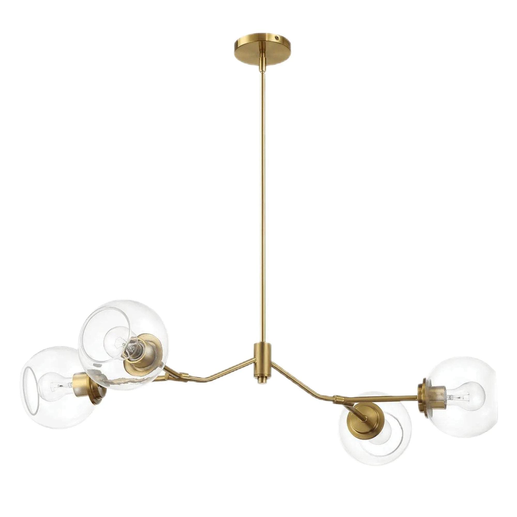 Jewel - 4 Lights Chandelier Ceiling Hanging Light Fixture - Clear / Gold by Unique Piece Furniture