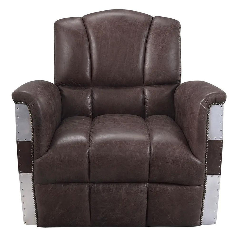 Brancaster - Accent Chair - Retro Brown Top Grain Leather & Aluminum by Unique Piece Furniture