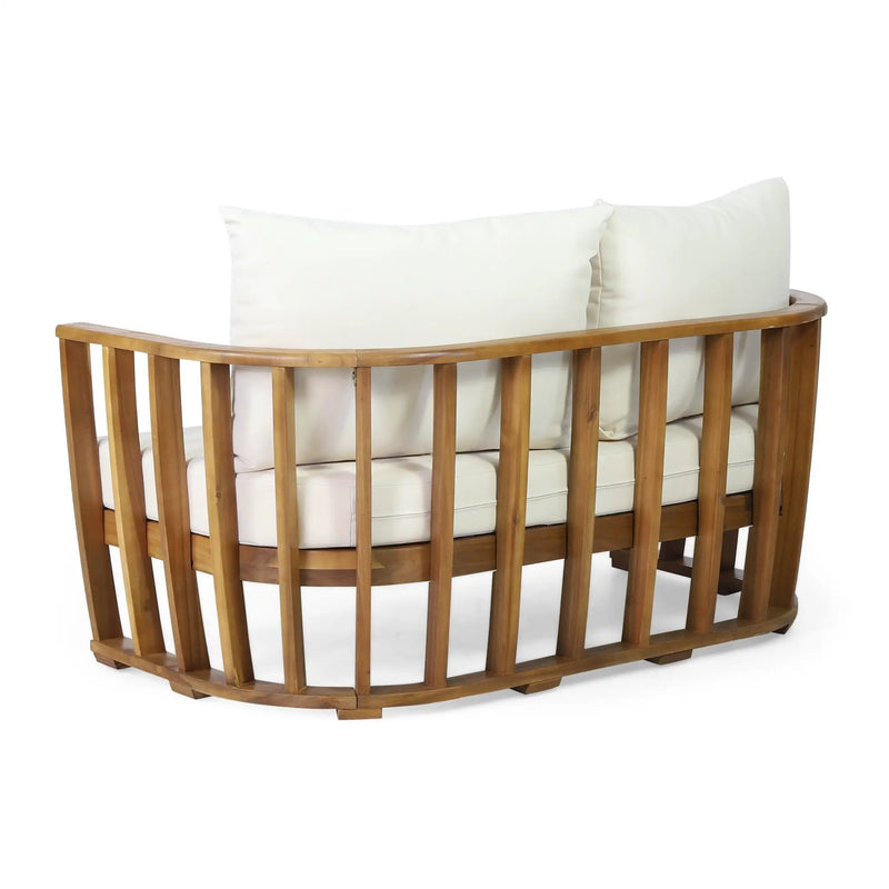 Outdoor Acacia Wood Loveseat and Coffee Table Set with Cushions by HouseOfZazla