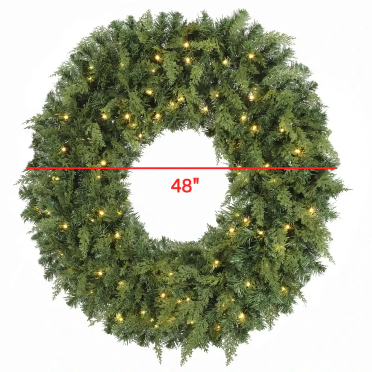 48-Inch Pre-Lit Crestwood Spruce Artificial Christmas Wreath, photo 4 of 8