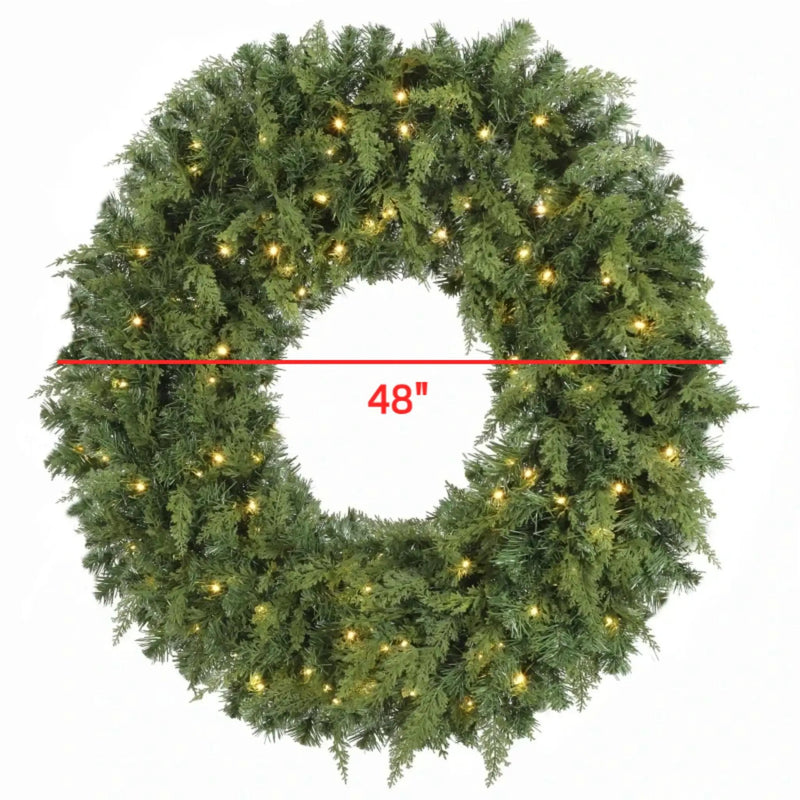 48-Inch Pre-Lit Crestwood Spruce Artificial Christmas Wreath, photo 4 of 8