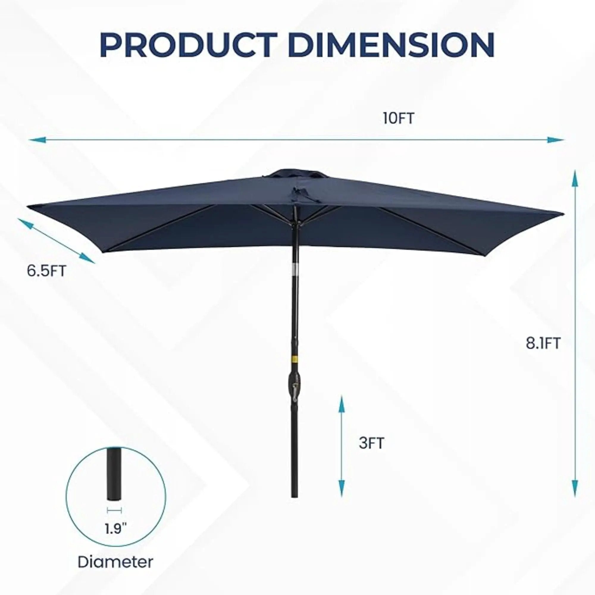 Rectangular Patio Umbrella With Crank Tilt, Polyester UV-Resistant Canopy by HouseOfZazla