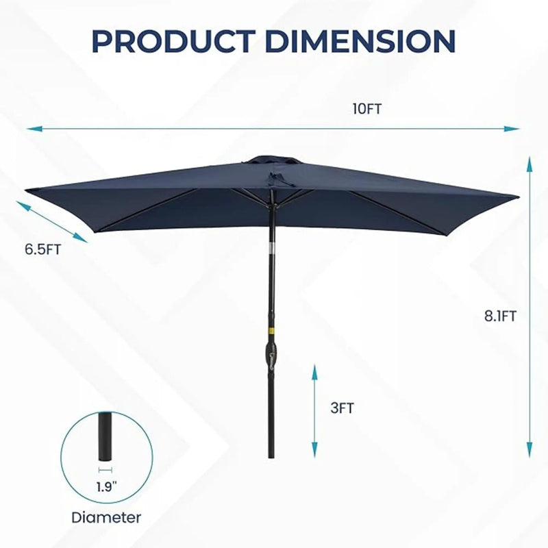 Rectangular Patio Umbrella With Crank Tilt, Polyester UV-Resistant Canopy by HouseOfZazla