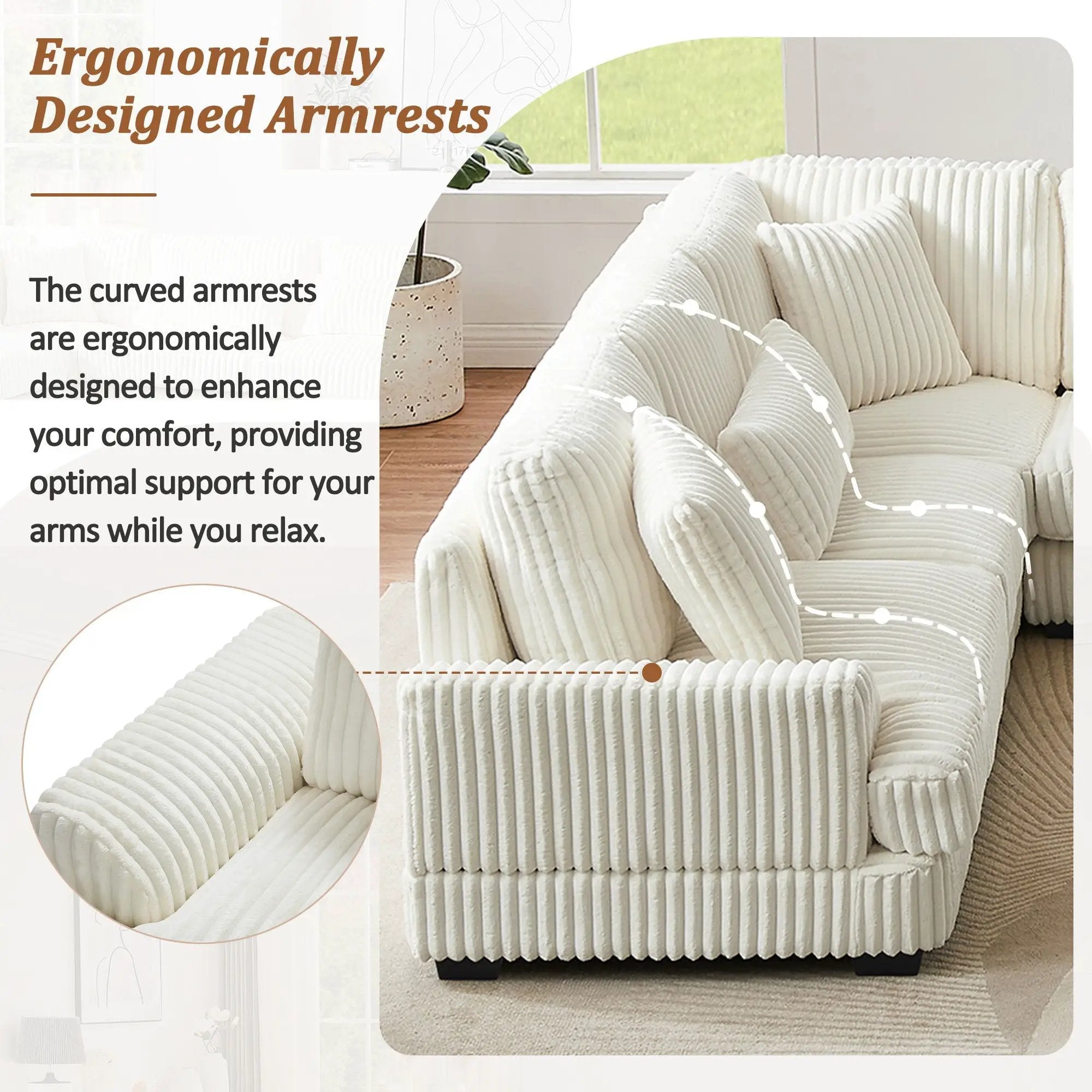 Oversized Sectional Sofa U - Shaped Sofa Couch Modern Sofa Upholstered In Soft With A Chaise Lounge For Living Room by Unique Piece Furniture
