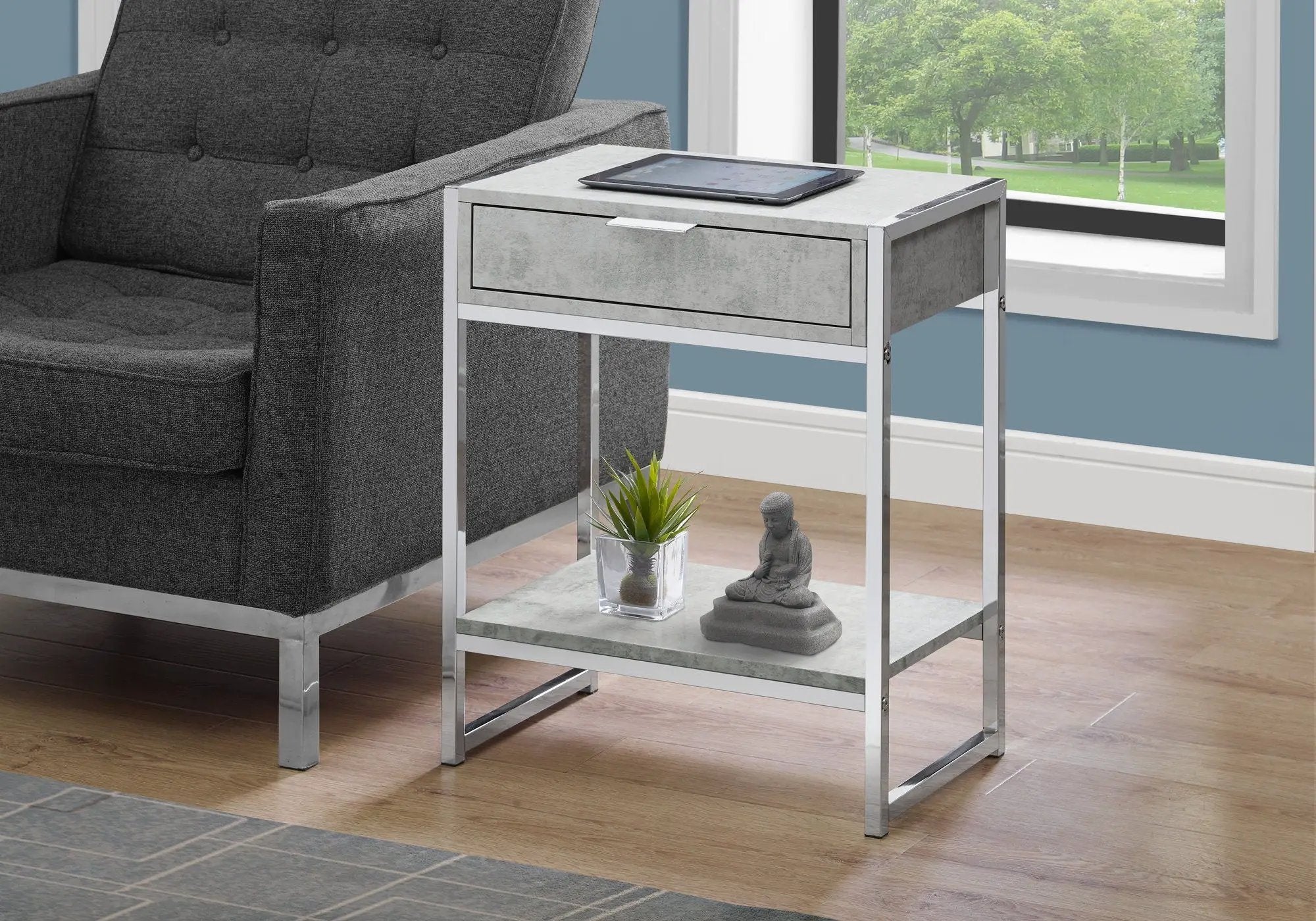 Accent Side Table, Storage Drawer, Spacious Tabletop by Unique Piece Furniture