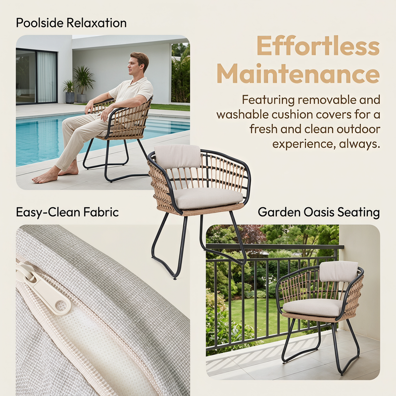 Outdoor Wicker Dining Chairs Set of 2 with Cushions by HouseOfZazla