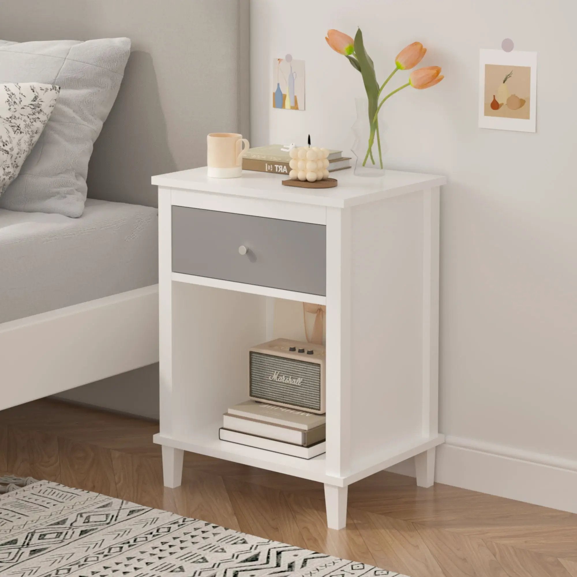 Nightstand With 1 Drawer 1 Shelf by HouseOfZazla