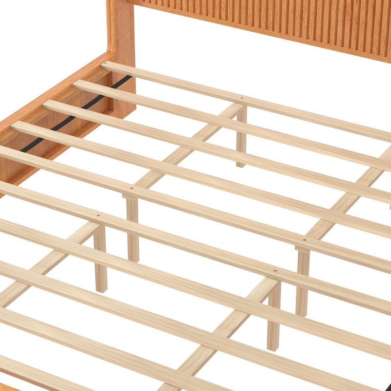 Platform Bed Frame With Headboard, Floor Standing Design by HouseOfZazla