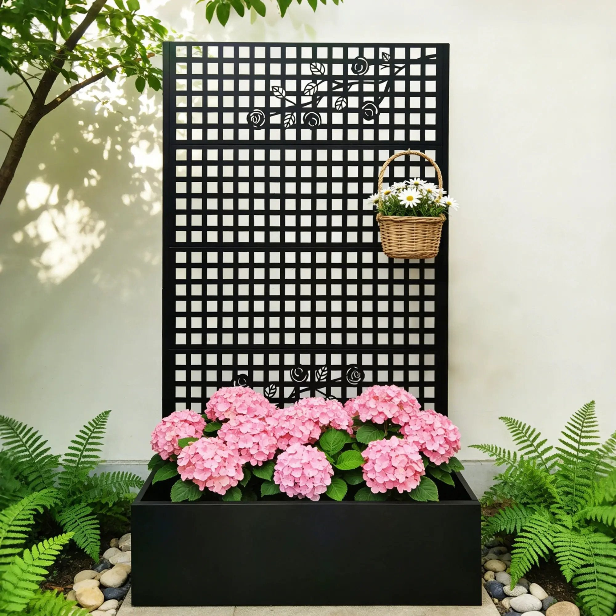 Metal Planter Box with Trellis 70.9in H x 43.3in W x 15.8in D by HouseOfZazla