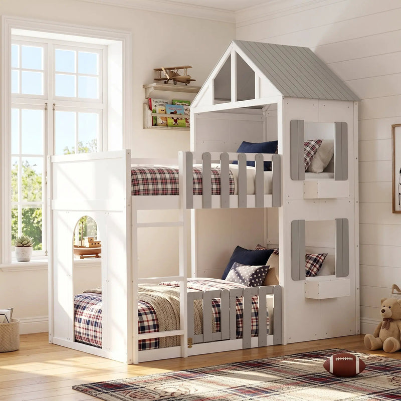 Twin Over Twin House Bunk Bed by HouseOfZazla