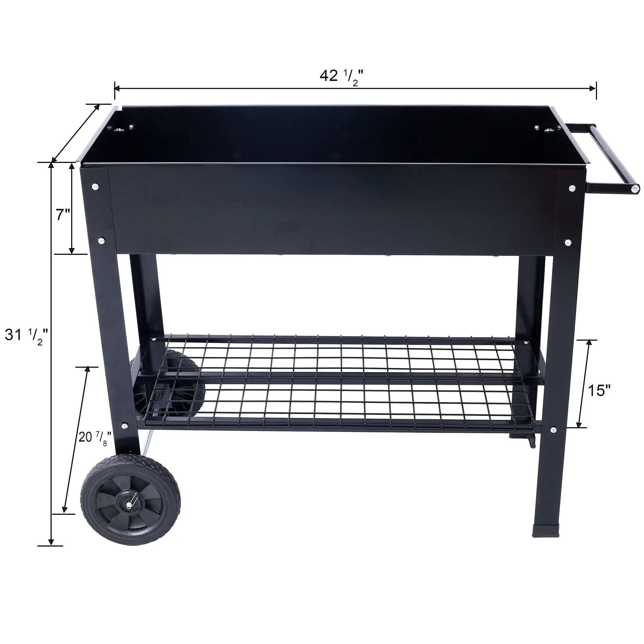 Elevated Mobile Raised Ergonomic Metal Planter Garden Bed With Wheels Powder Coated Steel - Black by HouseOfZazla