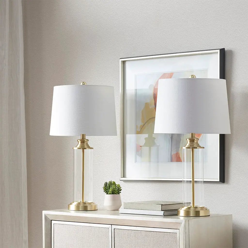Clarity Glass Cylinder Table Lamp Set of 2 by HouseOfZazla