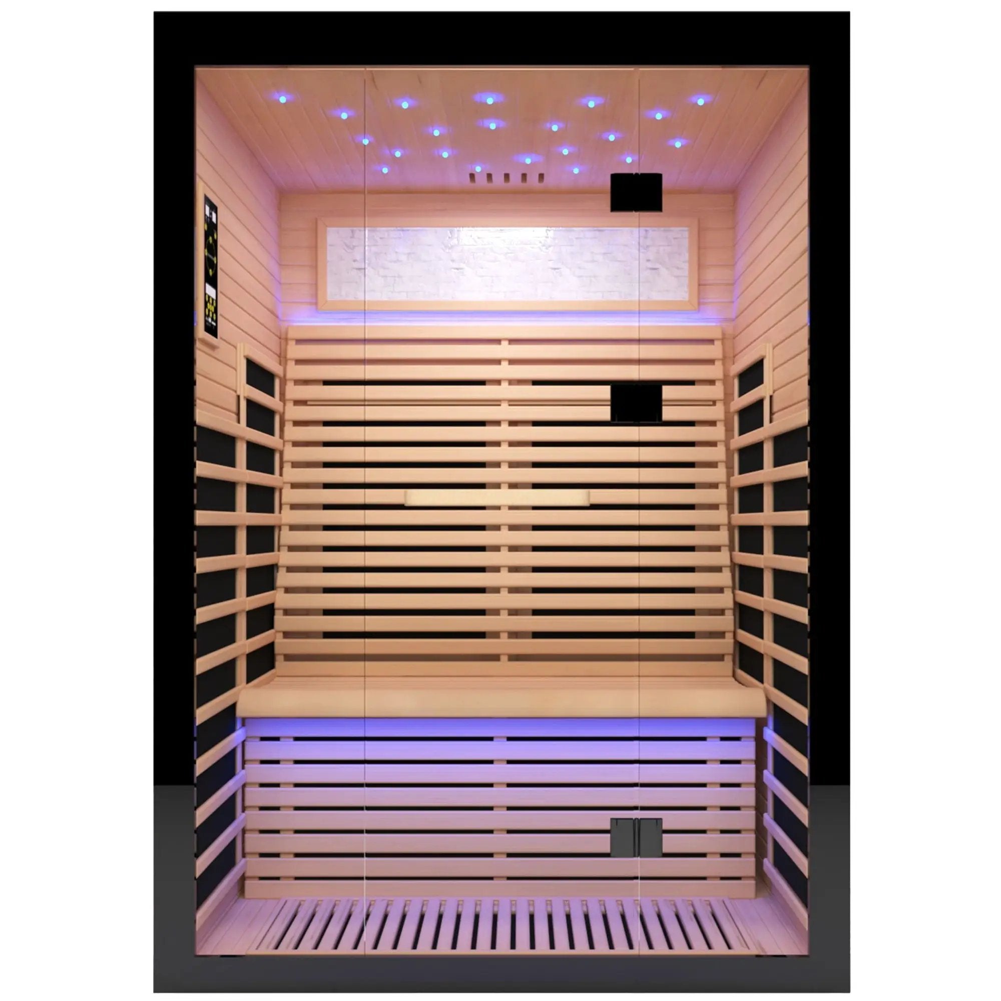 Luxury Double Far Infrared Sauna Room With Epoxy Heating Plates And Starry Sky Lighting - Black / Natural by HouseOfZazla