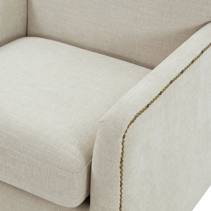 Tolland - Swivel Accent Chair With Antique Brass Nailhead Trim - Beige by HouseOfZazla