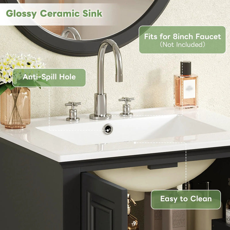 Modern Bathroom Vanity With Sink, Cabinet With Drawer And Dividers, Rectangular Storage Unit by Unique Piece Furniture